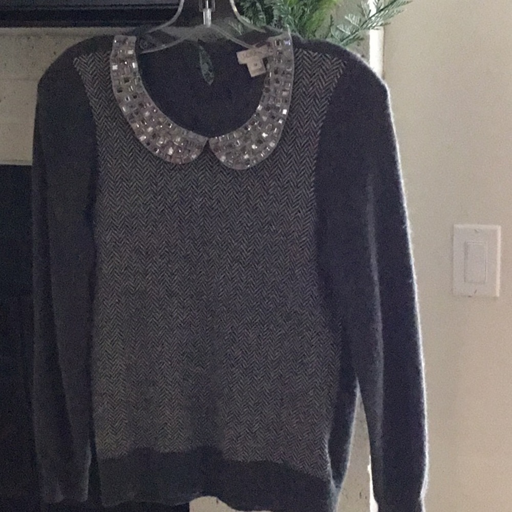 Jcrew houndstooth Peter Pan collar sweater